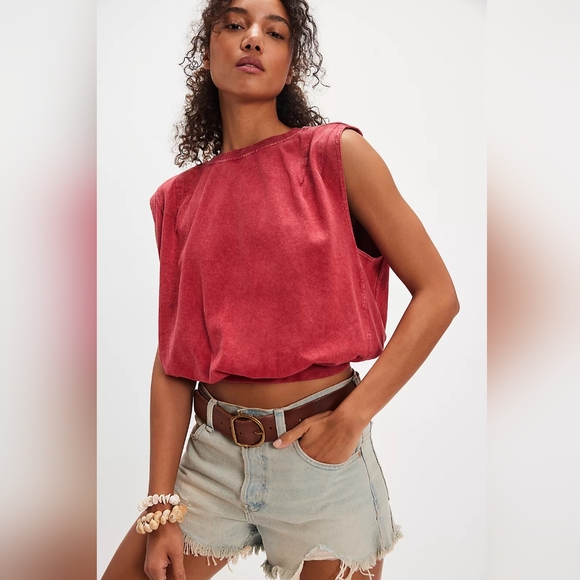 🪷NWT Free People We The Free Boba Girl Tee In Berry Twist, L 🌙